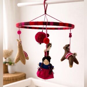 Bolivian Handmade Felt Llama Baby Mobile • Machina Artisan Andean Nursery Decor